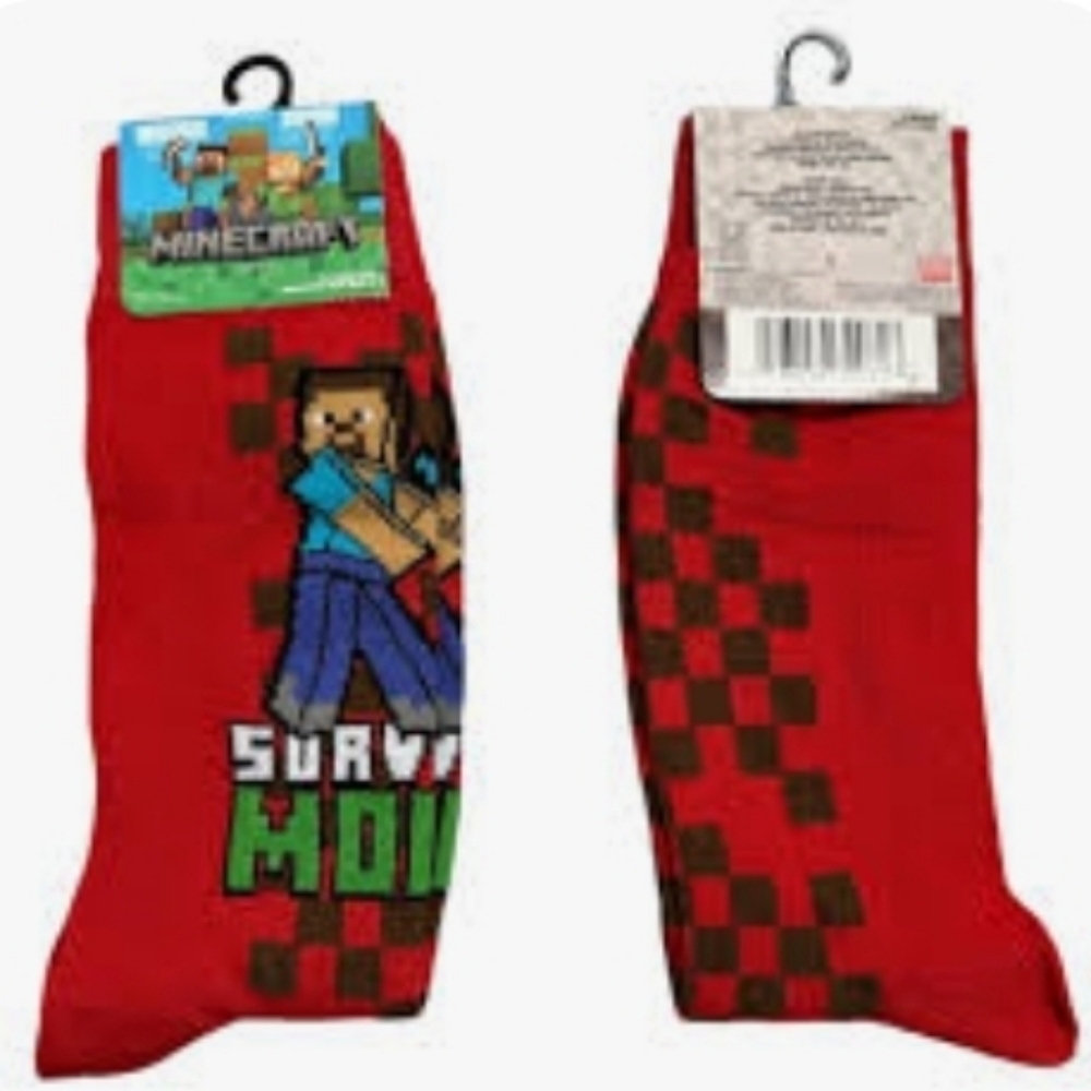 4/$25 Minecraft Socks Novelty Crew Socks Stocking Stuffer Collectible Socks